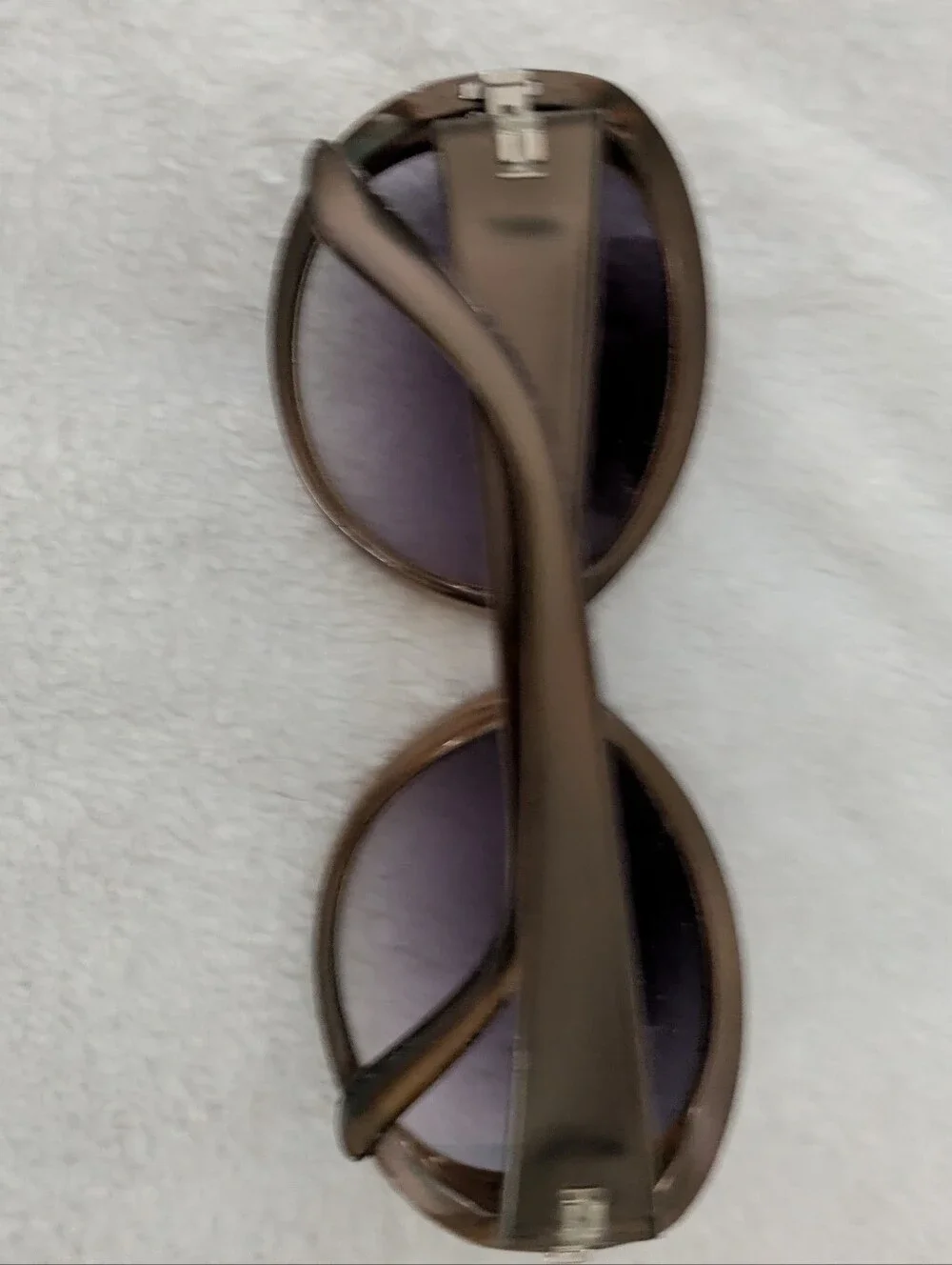 🛍️3/$15--GUC Loft oversize olive green-brown sunglasses w/purple-gray lenses